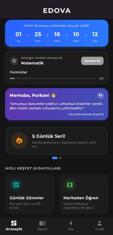 Edova Uygulama Ekranı